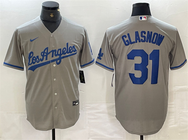 Men's Los Angeles Dodgers #31 Tyler Glasnow Stitched Grey Cool Base Baseball Jersey Men's Los Angeles Dodgers #31 Tyler Glasnow Stitched Grey Cool Base Baseball Jersey