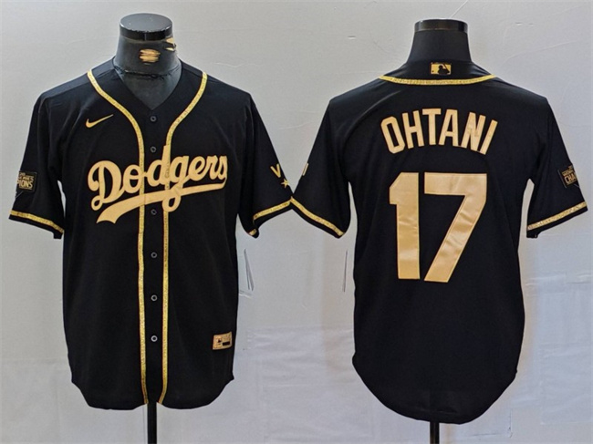 Men's Los Angeles Dodgers #17 Shohei Ohtani Black Gold World Series Champions Cool Base Stitched Baseball Jersey Men's Los Angeles Dodgers #17 Shohei Ohtani Black Gold World Series Champions Cool Base Stitched Baseball Jersey