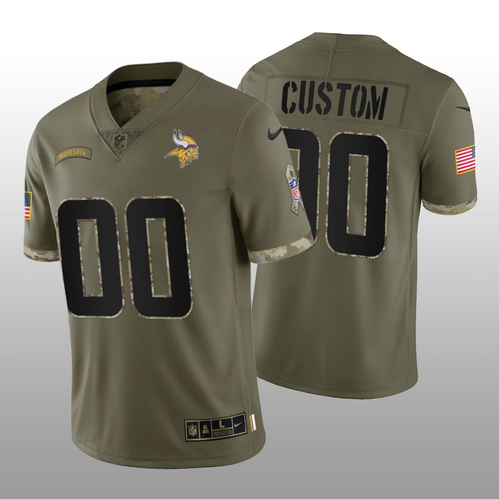 Men's Minnesota Vikings ACTIVE PLAYER Custom Olive 2022 Salute To Service Limited Stitched Jersey Men's Minnesota Vikings ACTIVE PLAYER Custom Olive 2022 Salute To Service Limited Stitched Jersey