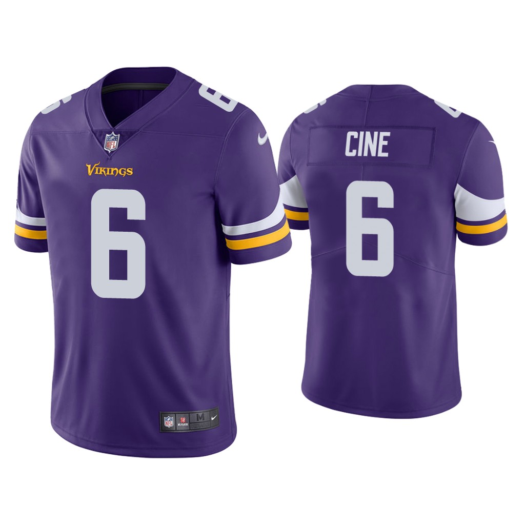 Men's Minnesota Vikings #6 Lewis Cine Purple Vapor Untouchable Stitched Jersey