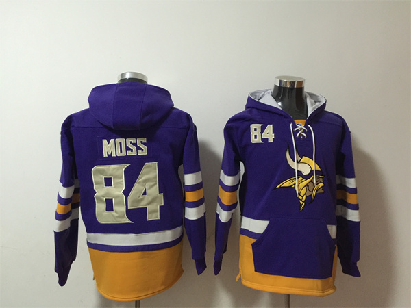 Men's Minnesota Vikings #84 Randy Moss Purple Ageless Must-Have Lace-Up Pullover Hoodie Men's Minnesota Vikings #84 Randy Moss Purple Ageless Must-Have Lace-Up Pullover Hoodie