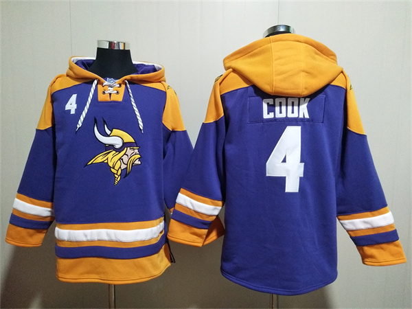 Men's Minnesota Vikings #4 Dalvin Cook Purple/Yellow Ageless Must-Have Lace-Up Pullover Hoodie Men's Minnesota Vikings #4 Dalvin Cook Purple/Yellow Ageless Must-Have Lace-Up Pullover Hoodie