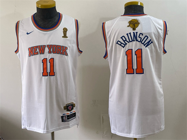 Men's New Yok Knicks #11 Jalen Brunson White 2026 Finals Champions Patch Stitched Jersey Men's New Yok Knicks #11 Jalen Brunson White 2026 Finals Champions Patch Stitched Jersey