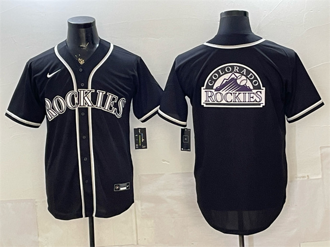 Men's Colorado Rockies Team Big Logo 2026 Fashion Replica Black Out Stitched Baseball Jersey