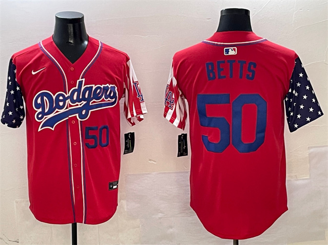 Men's Los Angeles Dodgers #50 Mookie Betts Red Limited Stitched Baseball Jersey Men's Los Angeles Dodgers #50 Mookie Betts Red Limited Stitched Baseball Jersey