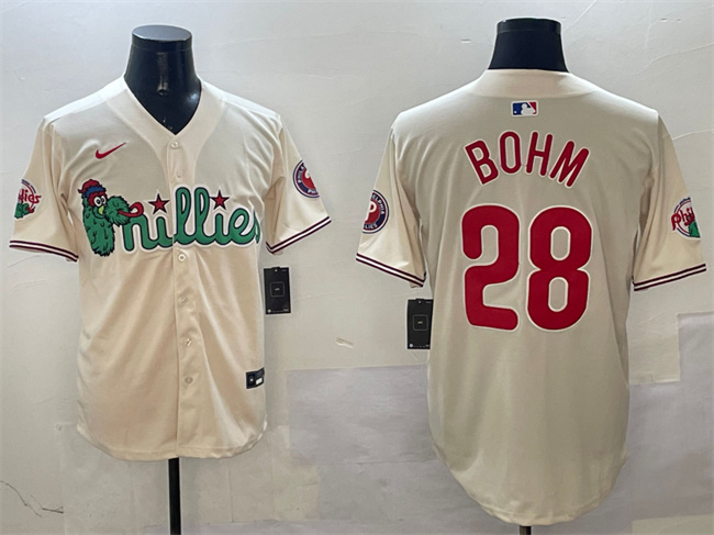 Men's Philadelphia Phillies #28 Alec Bohm Cream Phanatic Limited Stitched Jersey Men's Philadelphia Phillies #28 Alec Bohm Cream Phanatic Limited Stitched Jersey