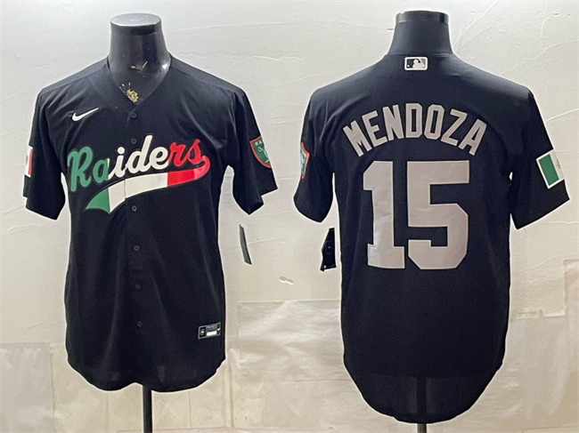Men's Las Vegas Raiders #15 Fernando Mendoza Black Mexico Cool Base Stitched Baseball Jersey