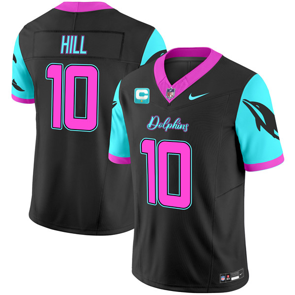Men's Miami Dolphins #10 Tyreek Hill Black F.U.S.E. With 1-Star C Patch 
