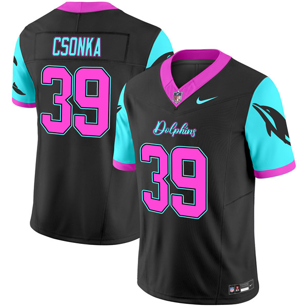Men's Miami Dolphins #39 Larry Csonka Black F.U.S.E. "Miami Vice" Vapor Limited Stitched Football Jersey Men's Miami Dolphins #39 Larry Csonka Black F.U.S.E. "Miami Vice" Vapor Limited Stitched Football Jersey