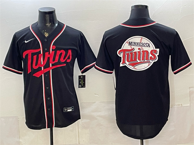 Men's Minnesota Twins Team Big Logo 2026 Fashion Replica Black Out Stitched Baseball Jersey