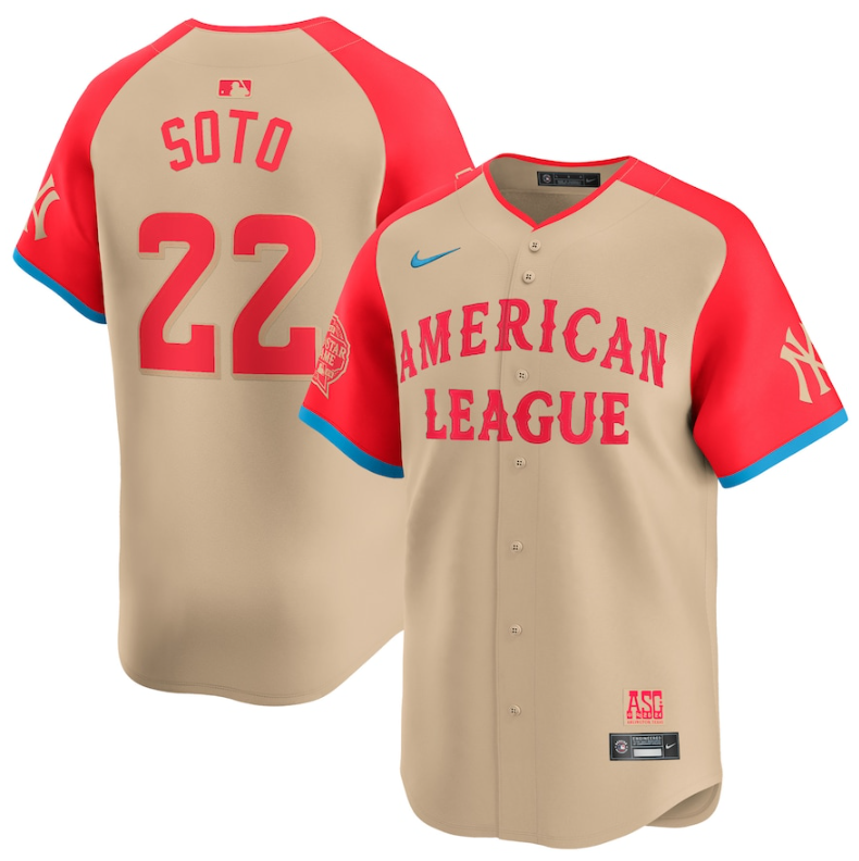 Men's American League #22 Juan Soto Cream 2024 All-Star Limited Stitched Jersey Men's American League #22 Juan Soto Cream 2024 All-Star Limited Stitched Jersey