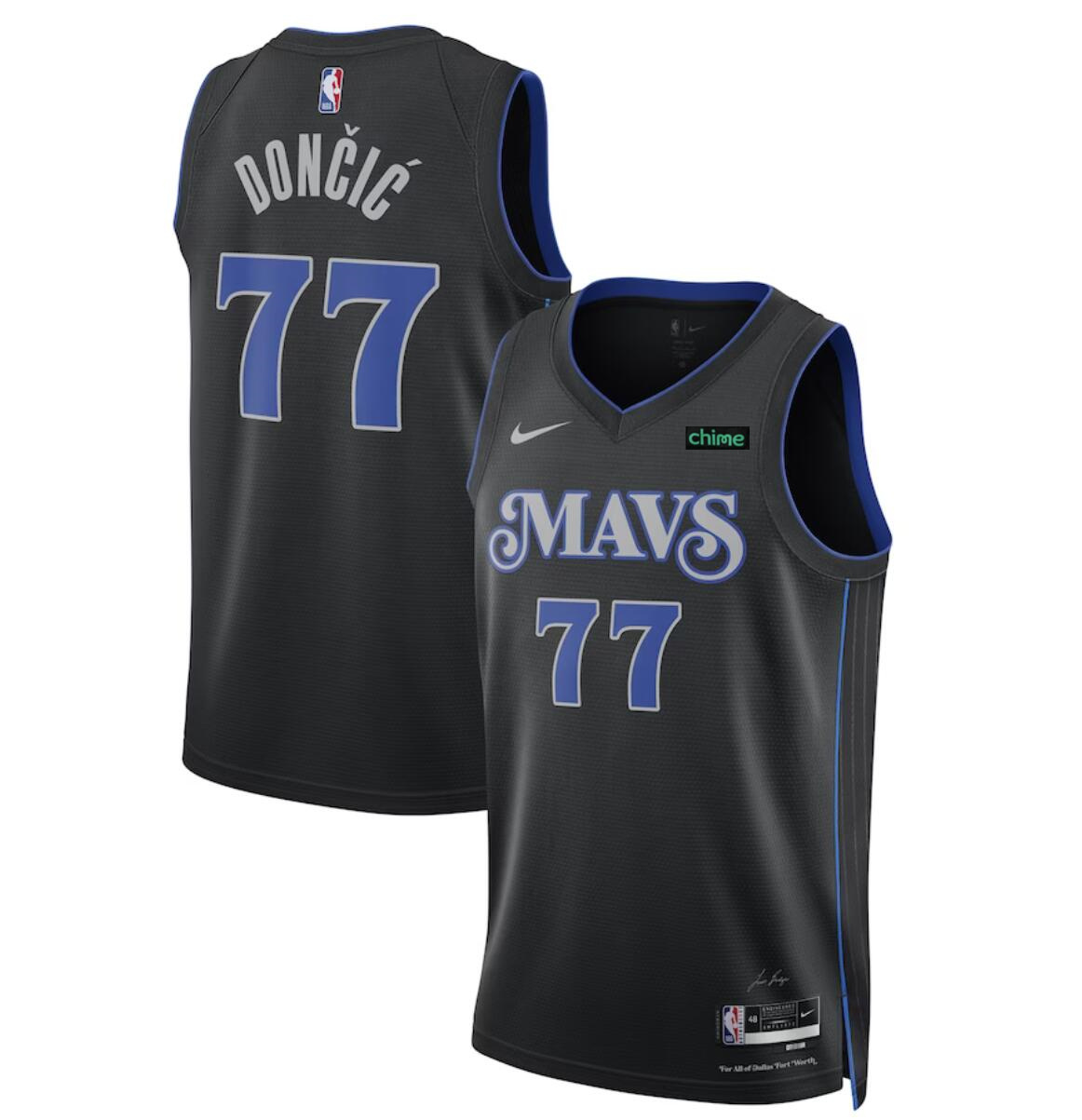 Men's Dallas Mavericks #77 Luka Doncic Black 2023/24 City Edition Stitched Basketball Jersey