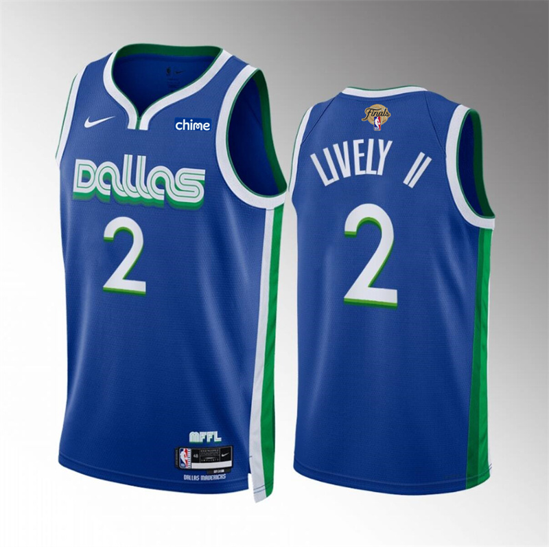 Men's Dallas Mavericks #2 Dereck Lively II Blue 2024 Finals City Edition Stitched Basketball Jersey Men's Dallas Mavericks #2 Dereck Lively II Blue 2024 Finals City Edition Stitched Basketball Jersey