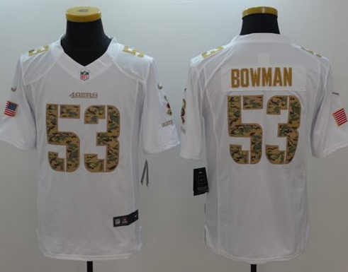 Men's 49ers #53 NaVorro Bowman White Men's Stitched NFL Limited Salute to Service Jersey Men's 49ers #53 NaVorro Bowman White Men's Stitched NFL Limited Salute to Service Jersey