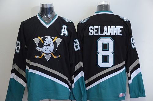 Ducks #8 Teemu Selanne Black CCM Throwback Stitched NHL Jersey Ducks #8 Teemu Selanne Black CCM Throwback Stitched NHL Jersey