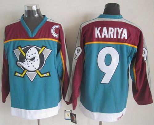 Ducks #9 Paul Kariya Red/Turquoise CCM Throwback Stitched NHL Jersey Ducks #9 Paul Kariya Red/Turquoise CCM Throwback Stitched NHL Jersey
