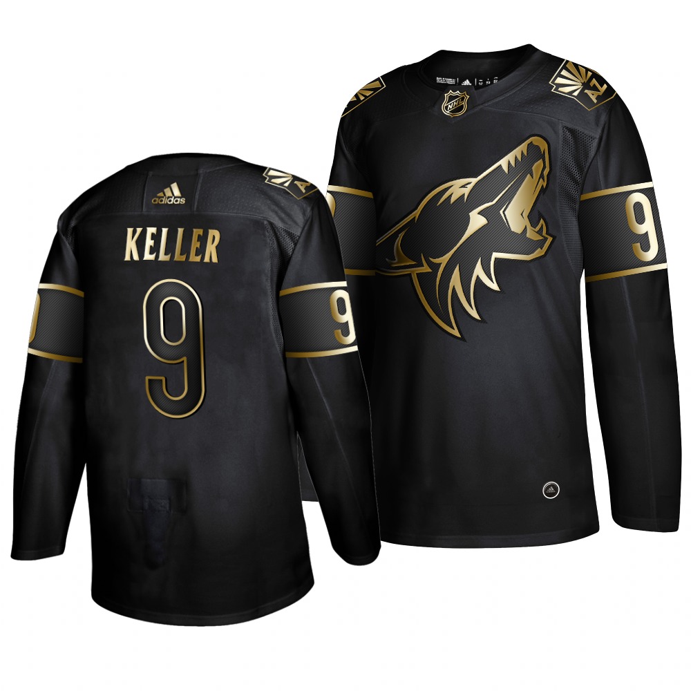 Adidas Coyotes #9 Clayton Keller Men's 2019 Black Golden Edition Authentic Stitched NHL Jersey Adidas Coyotes #9 Clayton Keller Men's 2019 Black Golden Edition Authentic Stitched NHL Jersey