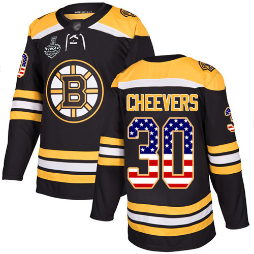 Adidas Bruins #30 Gerry Cheevers Black Home Authentic USA Flag Stanley Cup Final Bound Stitched NHL Jersey Adidas Bruins #30 Gerry Cheevers Black Home Authentic USA Flag Stanley Cup Final Bound Stitched NHL Jersey