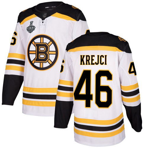 Adidas Bruins #46 David Krejci White Road Authentic Stanley Cup Final Bound Stitched NHL Jersey