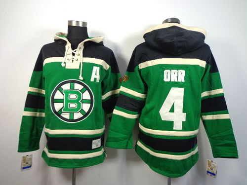 Bruins #4 Bobby Orr Green St. Patrick's Day McNary Lace Hoodie Stitched NHL Jersey Bruins #4 Bobby Orr Green St. Patrick's Day McNary Lace Hoodie Stitched NHL Jersey
