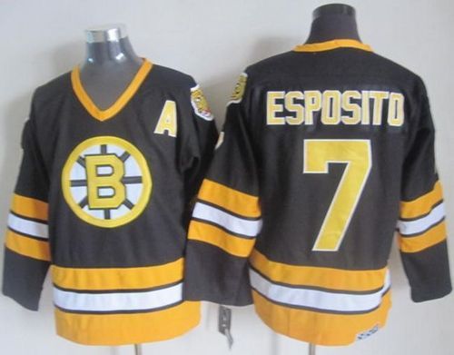 Bruins #7 Phil Esposito Black/Yellow CCM Throwback Stitched NHL Jersey Bruins #7 Phil Esposito Black/Yellow CCM Throwback Stitched NHL Jersey