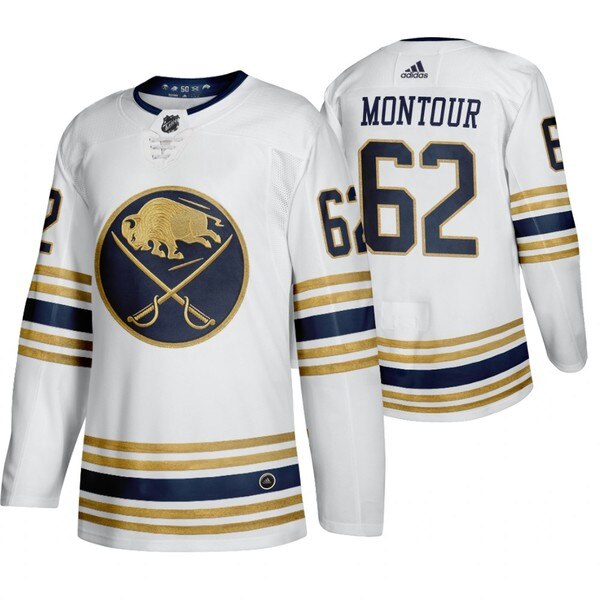 Buffalo Sabres #62 Brandon Montour White 50th Anniversary Third 2019-20 Jersey Buffalo Sabres #62 Brandon Montour White 50th Anniversary Third 2019-20 Jersey