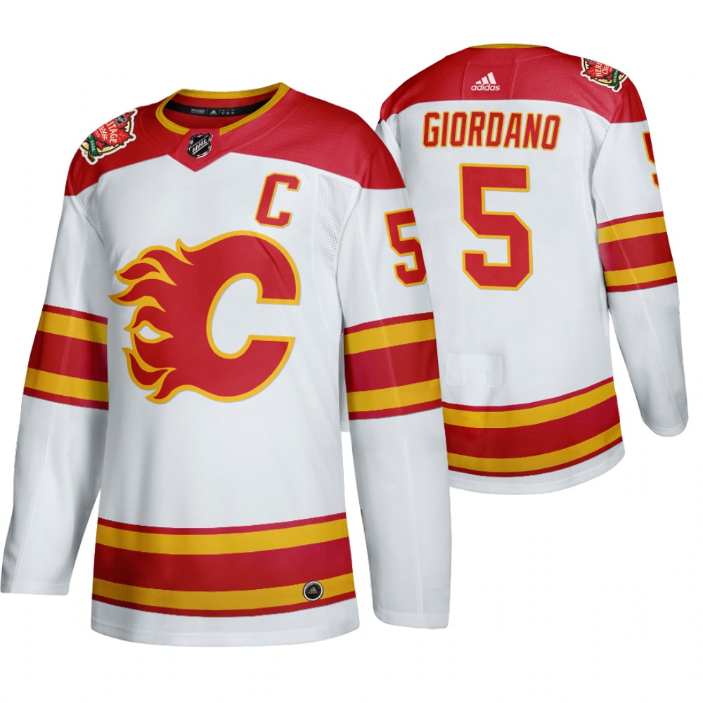 Calgary Flames #5 Mark Giordano Men's 2019-20 Heritage Classic Authentic White Stitched NHL Jersey Calgary Flames #5 Mark Giordano Men's 2019-20 Heritage Classic Authentic White Stitched NHL Jersey