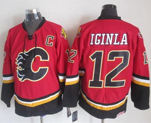 Flames #12 Jarome Iginla Red/Black CCM Throwback Stitched NHL Jersey Flames #12 Jarome Iginla Red/Black CCM Throwback Stitched NHL Jersey