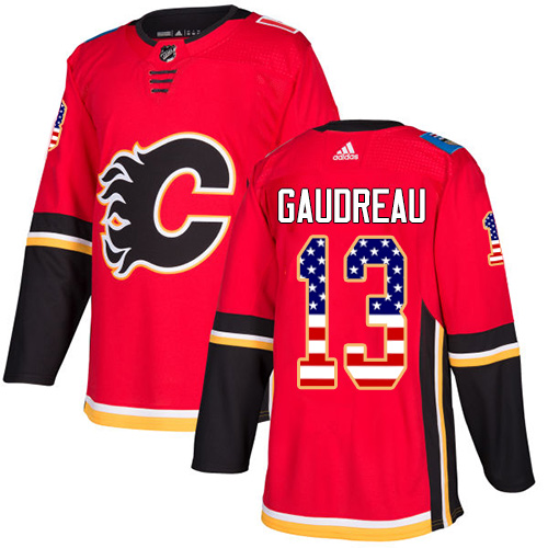 Adidas Flames #13 Johnny Gaudreau Red Home Authentic USA Flag Stitched NHL Jersey Adidas Flames #13 Johnny Gaudreau Red Home Authentic USA Flag Stitched NHL Jersey