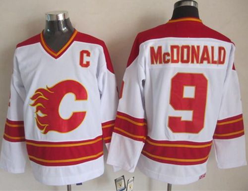 Flames #9 Lanny McDonald White CCM Throwback Stitched NHL Jersey Flames #9 Lanny McDonald White CCM Throwback Stitched NHL Jersey