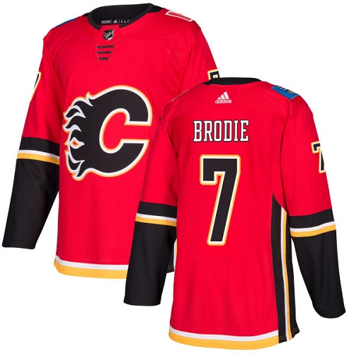 Adidas Flames #7 TJ Brodie Red Home Authentic Stitched NHL Jersey Adidas Flames #7 TJ Brodie Red Home Authentic Stitched NHL Jersey