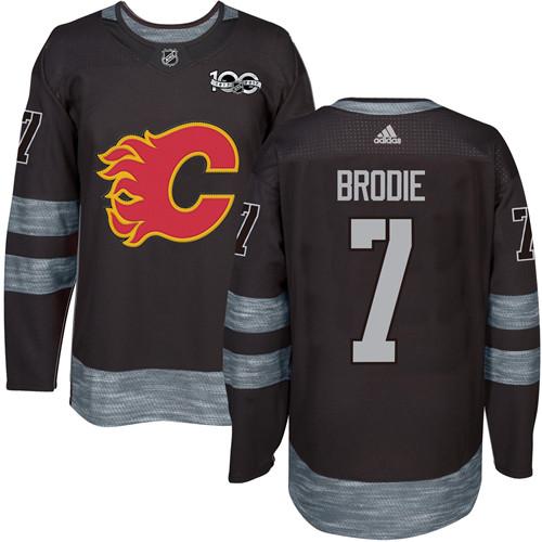 Adidas Flames #7 TJ Brodie Black 1917-2017 100th Anniversary Stitched NHL Jersey Adidas Flames #7 TJ Brodie Black 1917-2017 100th Anniversary Stitched NHL Jersey