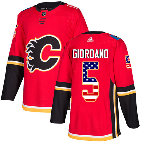Adidas Flames #5 Mark Giordano Red Home Authentic USA Flag Stitched NHL Jersey Adidas Flames #5 Mark Giordano Red Home Authentic USA Flag Stitched NHL Jersey
