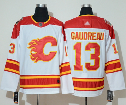 Adidas Flames #13 Johnny Gaudreau White Authentic 2019 Heritage Classic Stitched NHL Jersey Adidas Flames #13 Johnny Gaudreau White Authentic 2019 Heritage Classic Stitched NHL Jersey