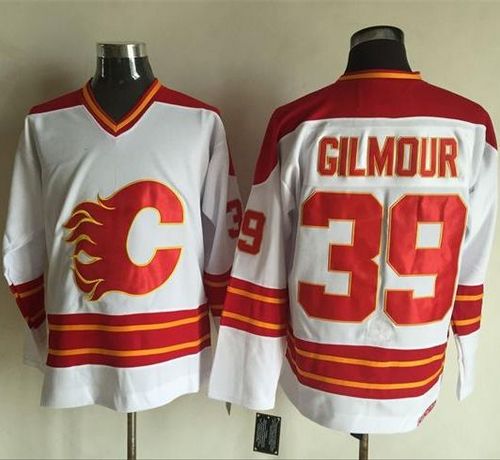 Flames #39 Doug Gilmour White CCM Throwback Stitched NHL Jersey Flames #39 Doug Gilmour White CCM Throwback Stitched NHL Jersey