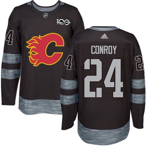 Adidas Flames #24 Craig Conroy Black 1917-2017 100th Anniversary Stitched NHL Jersey Adidas Flames #24 Craig Conroy Black 1917-2017 100th Anniversary Stitched NHL Jersey