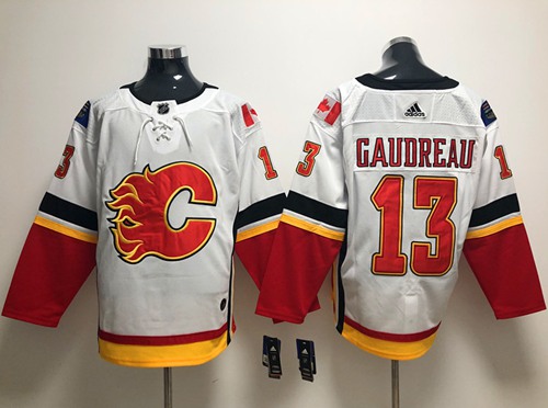 Adidas Flames #13 Johnny Gaudreau White Road Authentic Stitched NHL Jersey Adidas Flames #13 Johnny Gaudreau White Road Authentic Stitched NHL Jersey