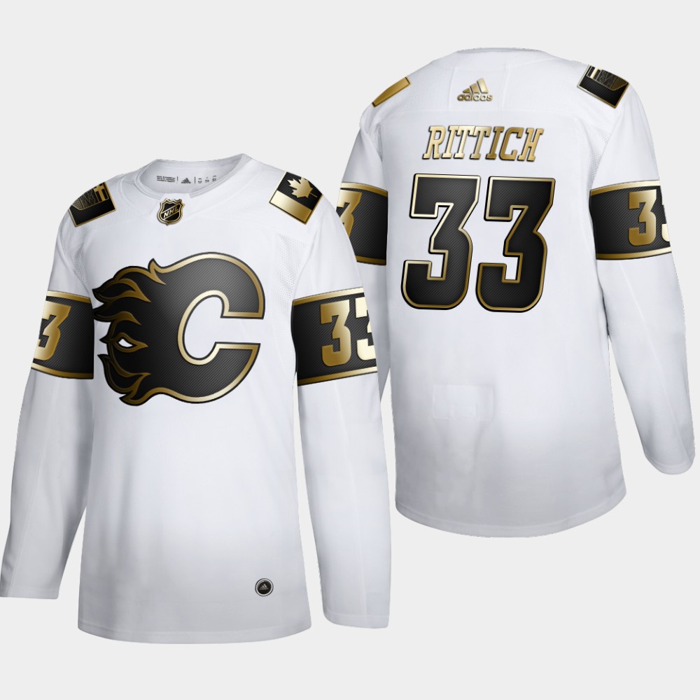 Calgary Flames #33 David Rittich Men's Adidas White Golden Edition Limited Stitched NHL Jersey Calgary Flames #33 David Rittich Men's Adidas White Golden Edition Limited Stitched NHL Jersey