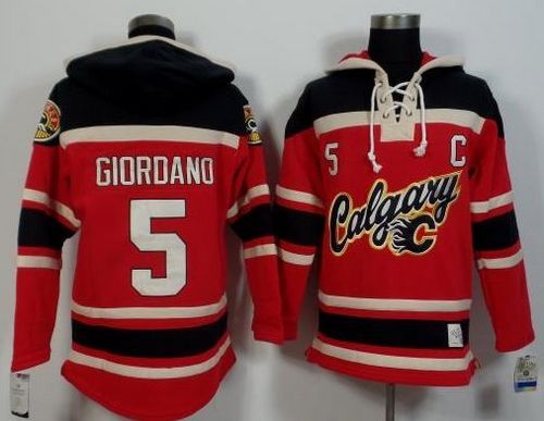 Flames #5 Mark Giordano Red/Black Sawyer Hooded Sweatshirt Stitched NHL Jersey Flames #5 Mark Giordano Red/Black Sawyer Hooded Sweatshirt Stitched NHL Jersey