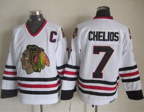 Blackhawks #7 Chris Chelios White CCM Throwback Stitched NHL Jersey Blackhawks #7 Chris Chelios White CCM Throwback Stitched NHL Jersey