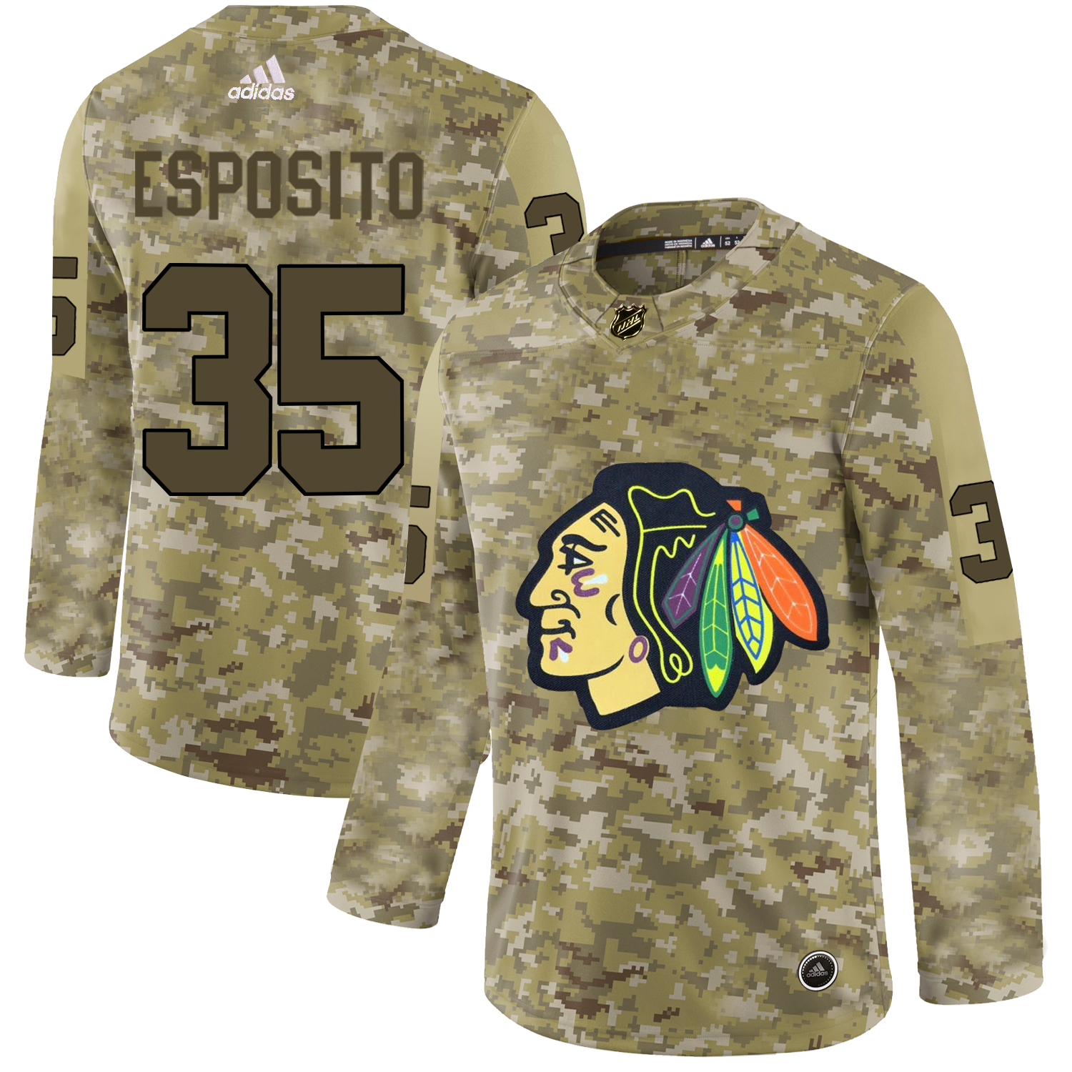 Adidas Blackhawks #35 Tony Esposito Camo Authentic Stitched NHL Jersey Adidas Blackhawks #35 Tony Esposito Camo Authentic Stitched NHL Jersey