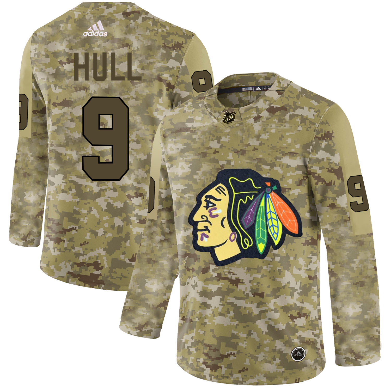 Adidas Blackhawks #9 Bobby Hull Camo Authentic Stitched NHL Jersey Adidas Blackhawks #9 Bobby Hull Camo Authentic Stitched NHL Jersey