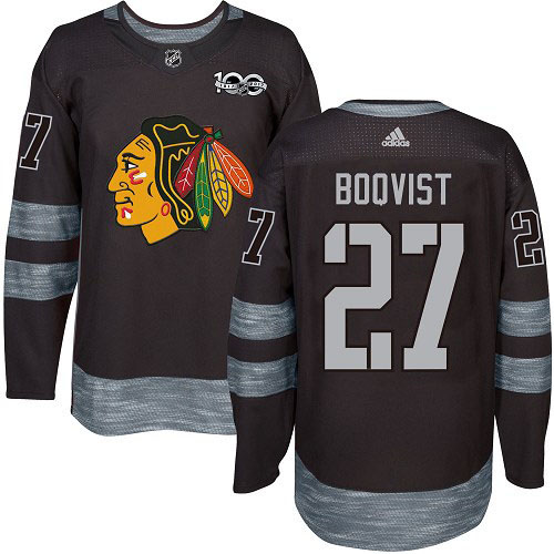 Adidas Blackhawks #27 Adam Boqvist Black 1917-2017 100th Anniversary Stitched NHL Jersey