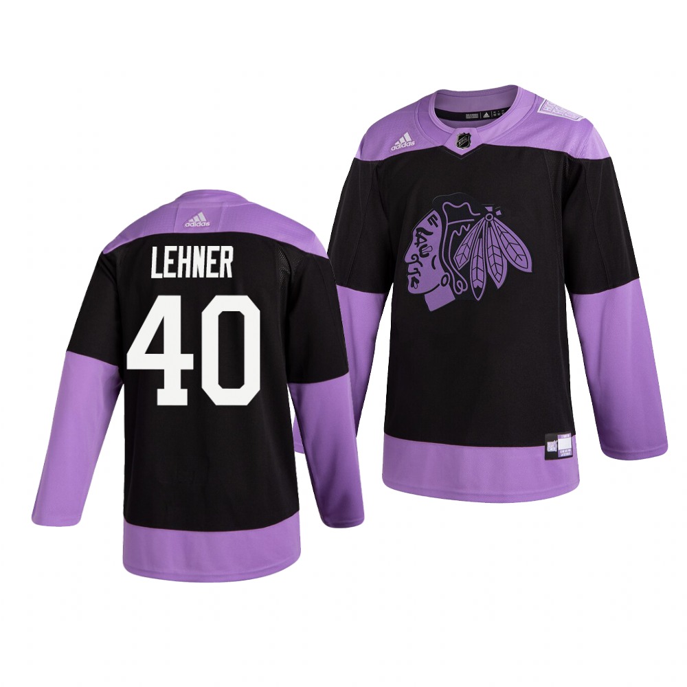 Chicago Blackhawks #40 Robin Lehner Adidas Men's Hockey Fights Cancer Practice NHL Jersey Black Chicago Blackhawks #40 Robin Lehner Adidas Men's Hockey Fights Cancer Practice NHL Jersey Black