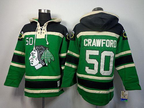 Blackhawks #50 Corey Crawford Green St. Patrick's Day McNary Lace Hoodie Stitched NHL Jersey Blackhawks #50 Corey Crawford Green St. Patrick's Day McNary Lace Hoodie Stitched NHL Jersey
