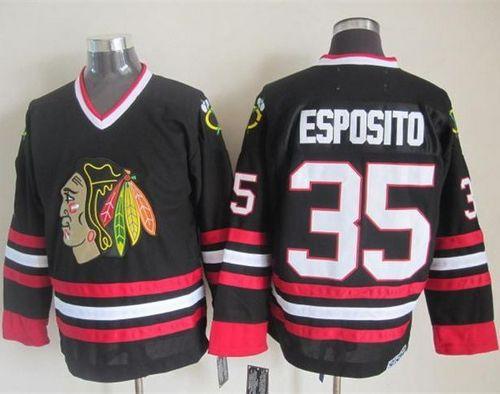 Blackhawks #35 Tony Esposito Black CCM Throwback Stitched NHL Jersey Blackhawks #35 Tony Esposito Black CCM Throwback Stitched NHL Jersey
