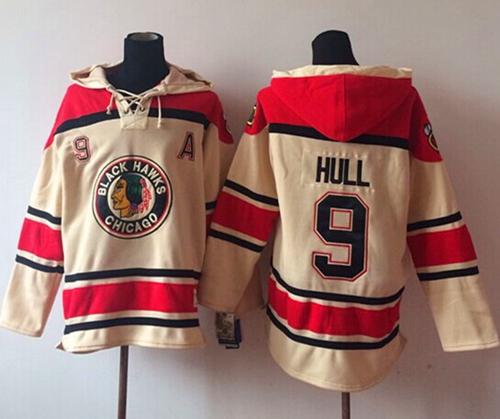 Blackhawks #9 Bobby Hull Cream Sawyer Hooded Sweatshirt Stitched NHL Jersey Blackhawks #9 Bobby Hull Cream Sawyer Hooded Sweatshirt Stitched NHL Jersey
