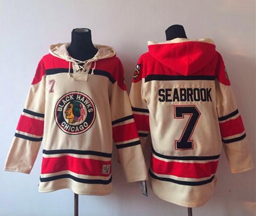 Blackhawks #7 Brent Seabrook Cream Sawyer Hooded Sweatshirt Stitched NHL Jersey Blackhawks #7 Brent Seabrook Cream Sawyer Hooded Sweatshirt Stitched NHL Jersey