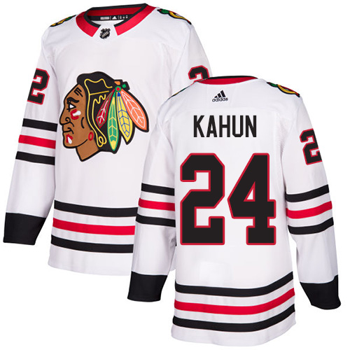 Adidas Blackhawks #24 Dominik Kahun White Road Authentic Stitched NHL Jersey Adidas Blackhawks #24 Dominik Kahun White Road Authentic Stitched NHL Jersey