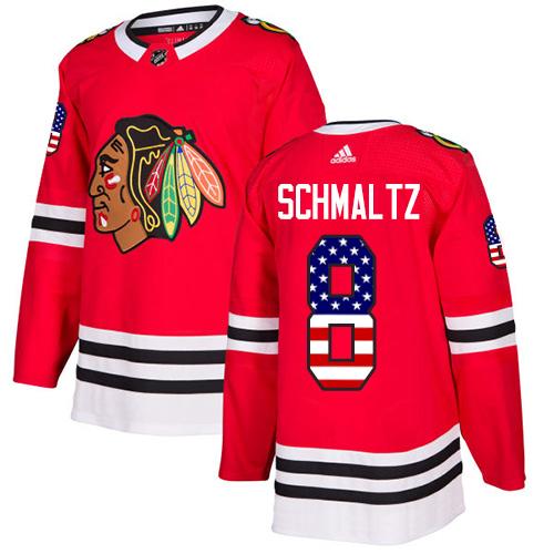 Adidas Blackhawks #8 Nick Schmaltz Red Home Authentic USA Flag Stitched NHL Jersey Adidas Blackhawks #8 Nick Schmaltz Red Home Authentic USA Flag Stitched NHL Jersey